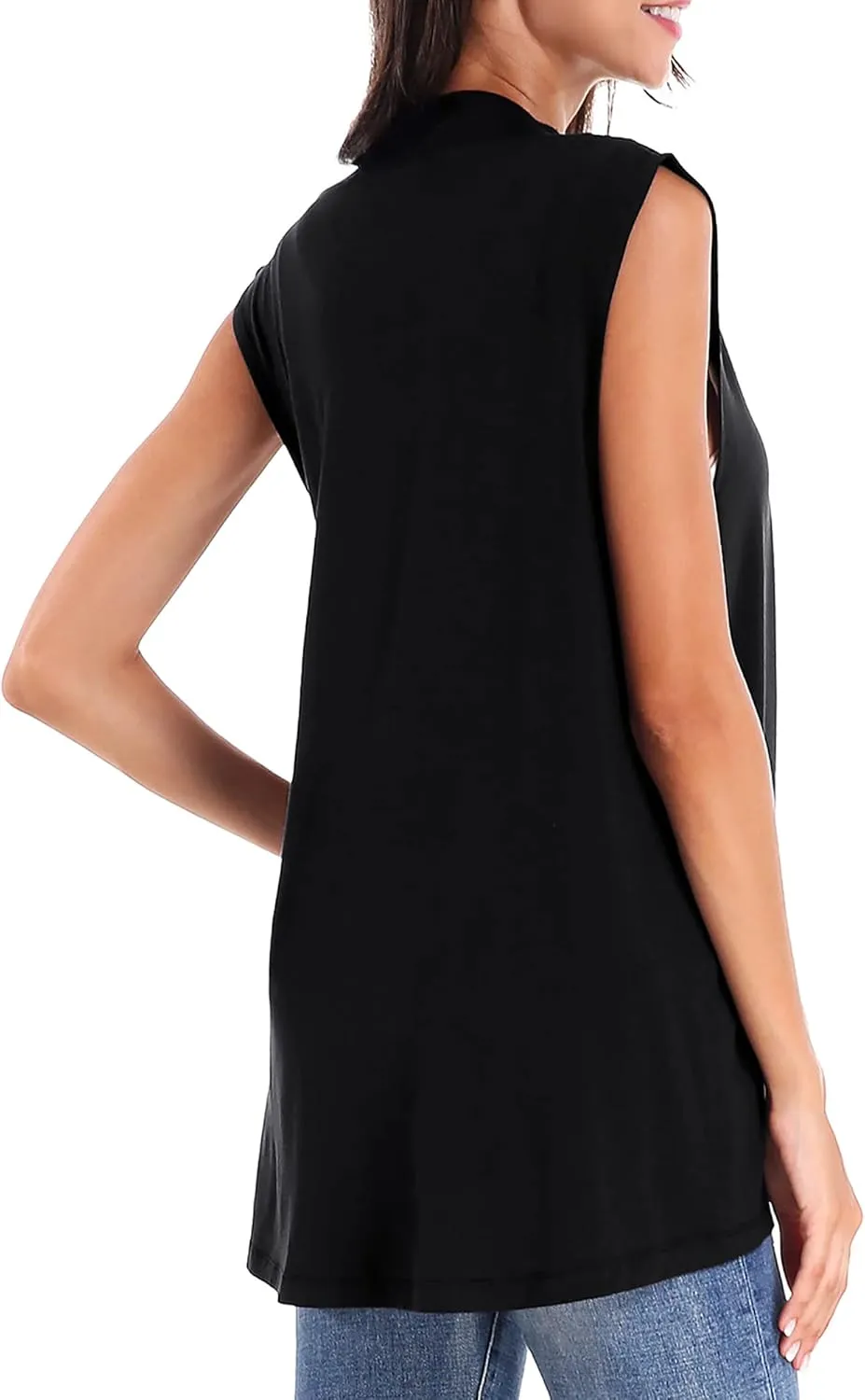 Urban CoCo Women's Sleeveless Cardigan Open Front Vest Lightweight Cool Coat