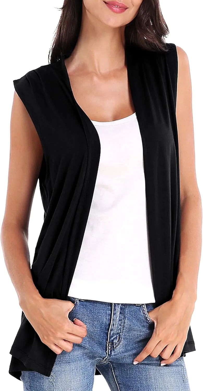 Urban CoCo Women's Sleeveless Cardigan Open Front Vest Lightweight Cool Coat