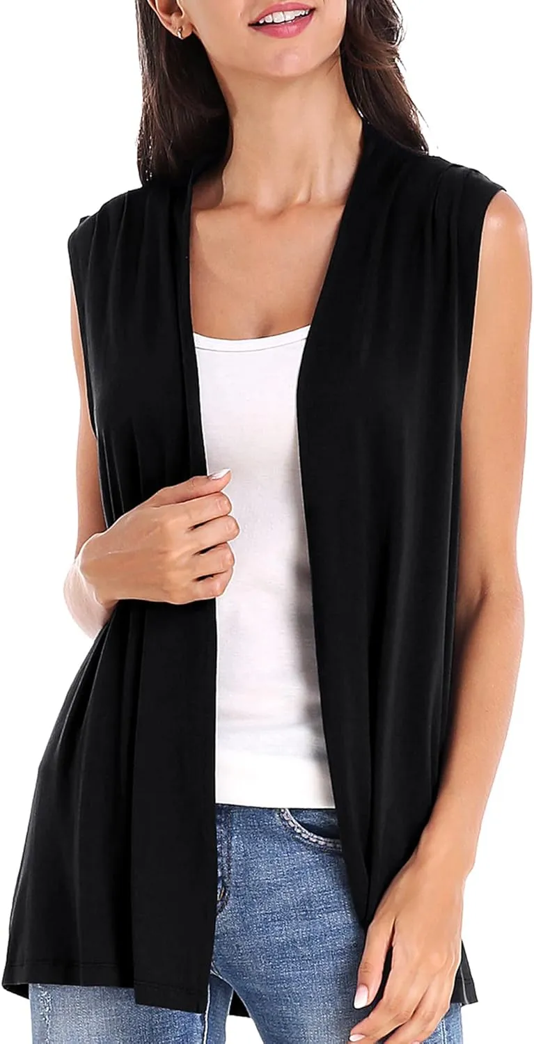 Urban CoCo Women's Sleeveless Cardigan Open Front Vest Lightweight Cool Coat