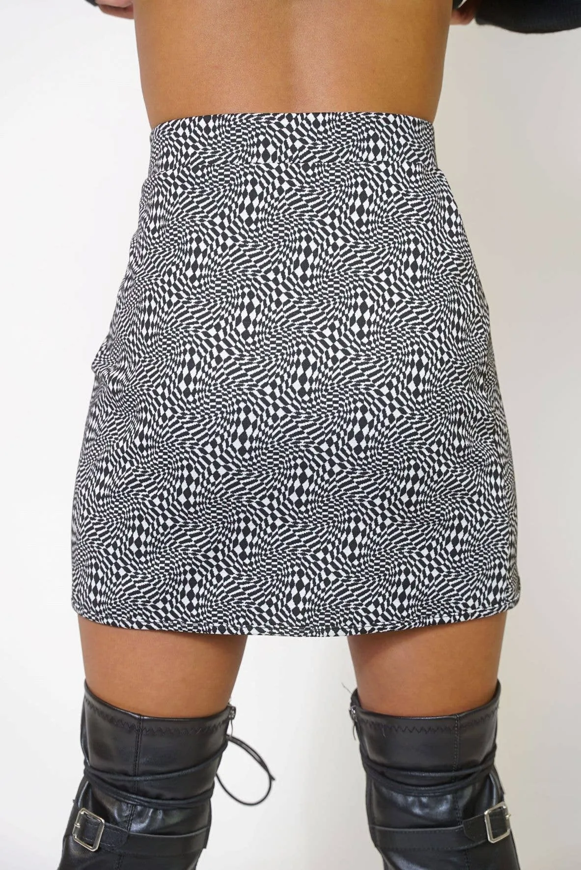 Warped Checkered Mini Skirt