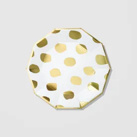 White and Gold Brushstroke Large Party Plates x 10