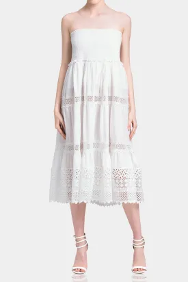 White Smoked Cotton Dress for Women