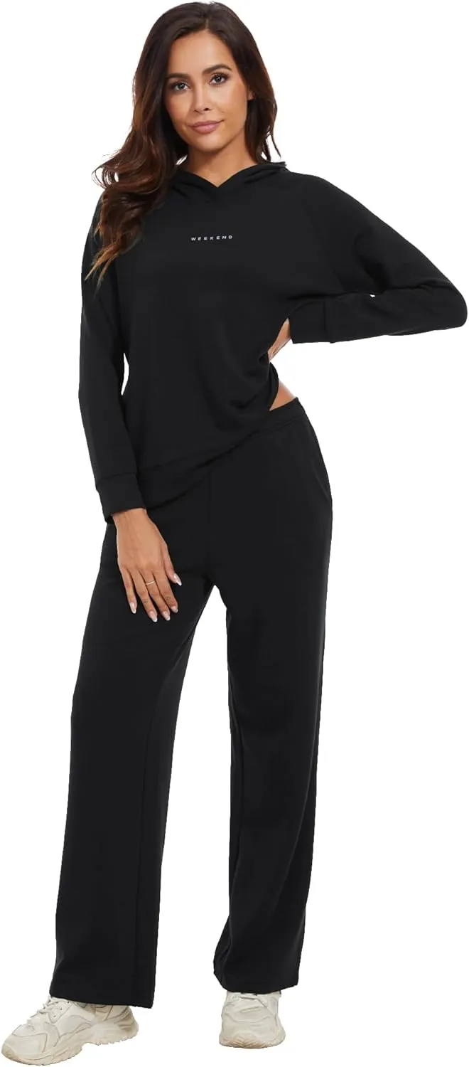 WiWi Women Outfits Sweatsuits Lounge Hoodie Set for Womens Long Sleeve Hoodies and Jogger Pant Tracksuit S-XXL