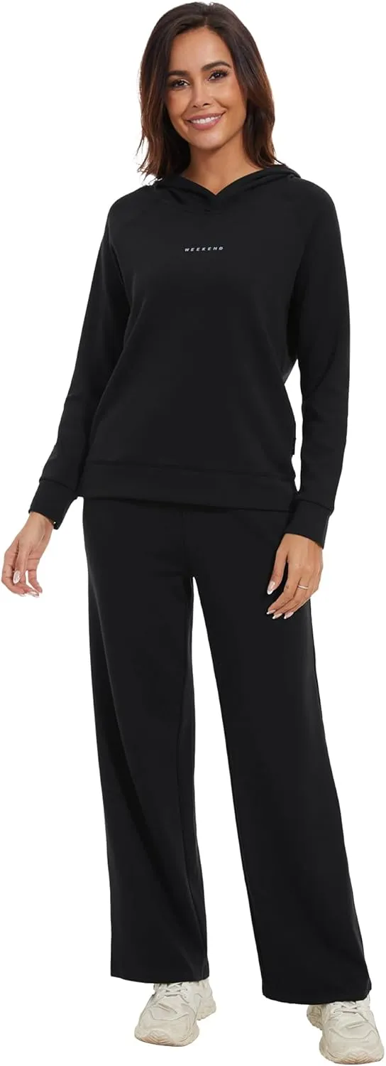 WiWi Women Outfits Sweatsuits Lounge Hoodie Set for Womens Long Sleeve Hoodies and Jogger Pant Tracksuit S-XXL