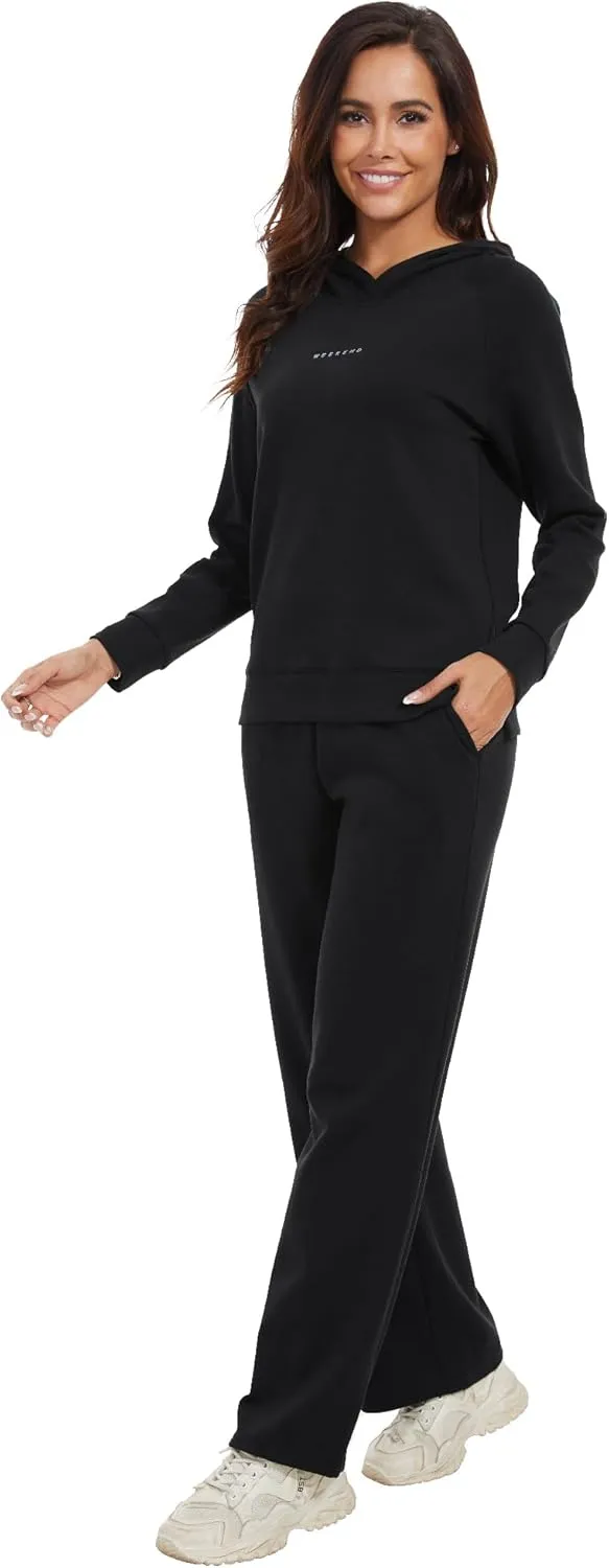 WiWi Women Outfits Sweatsuits Lounge Hoodie Set for Womens Long Sleeve Hoodies and Jogger Pant Tracksuit S-XXL
