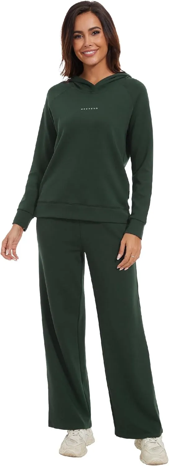 WiWi Women Outfits Sweatsuits Lounge Hoodie Set for Womens Long Sleeve Hoodies and Jogger Pant Tracksuit S-XXL